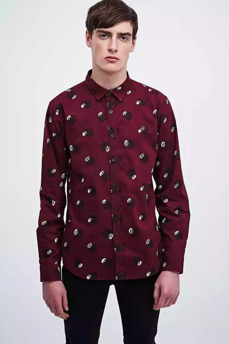 Farah Vintage X Urban Outfitters Pacman Slim Fit Camicia Bordeaux L