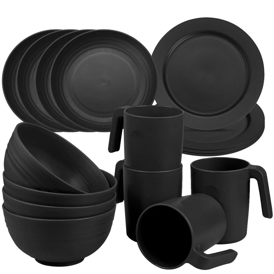 4 Personen 16tlg Camping Picknick Geschirrset Geschirr Melamin Campinggeschirr - Bild 2 von 4