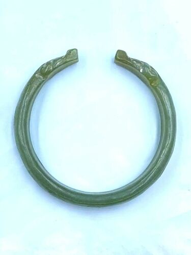 High Quality Antique Green Natural Jade Unheated SNAKE  Bracelet - Picture 1 of 4