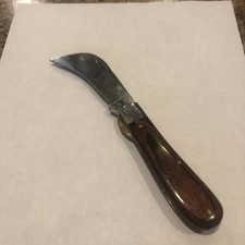 Vintage SURGICAL STEEL  Pakistan Folding PRUNING Pocket Knife. Wood Handle.