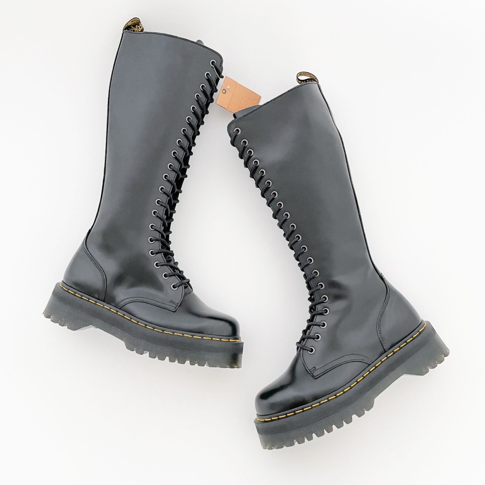 Dr. Martens Britain 20-Eye Platform Boot Black Women's 10 Lace Up Knee High  Tall | eBay