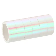 6pcs 15mmx5m Holographic Tape Adhesive Metallic Foil Masking Sticker, White