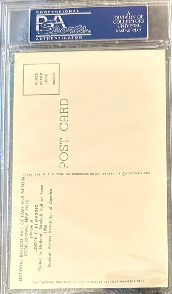 Joe DiMaggio Hall Of Fame Plaque Postcard Strong Signature PSA Encapsulated - Image 4 of 4