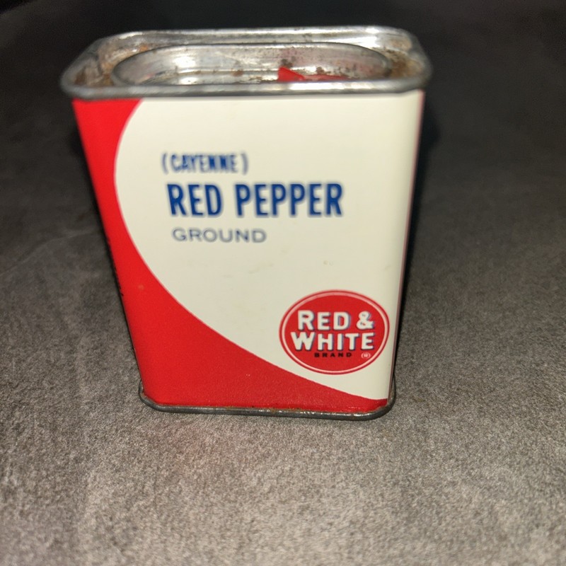 Red &White Red pepper In Metal Can.  Originally Priced 27 Cents.