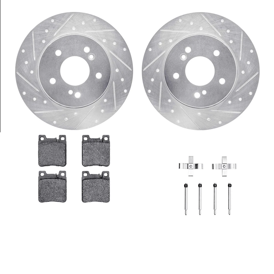 For Mercedes-Benz SL500 96-98 Drilled & Slotted Rear Brake Kit w Optimum Pads Foto 2 de 3