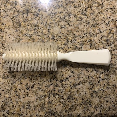 Vintage FULLER BRUSH Crescent Bristle White Hairbrush 8-in Half Round USA