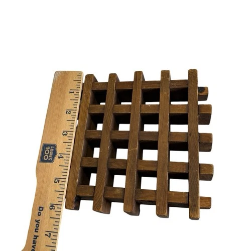 MCM Vintage Teak Wood Trivet Lattice Waffle Square Danish 6"x 6" Handmade Modern image 9