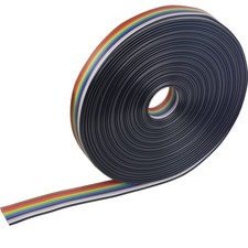 30FT IDC Flat Ribbon Cable Rainbow Color 10 Pins 1.27 Pitch for 2.54mm Pitch ...