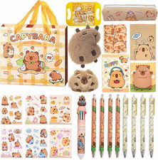 24Pcs Capybara Stationery Set, Back to School Supplies, Capybara Keychains, Stic
