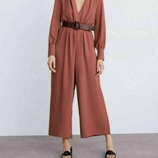 Zara dusty pink long sleeve belted Jumpsuit M medium