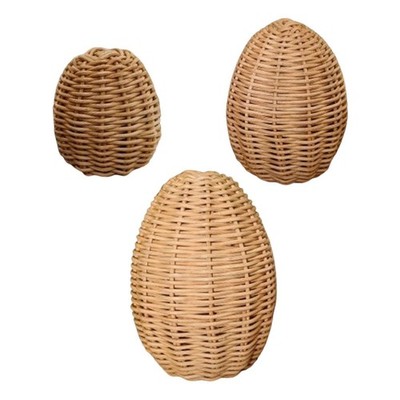 3 Stck. Handgewebtes Rattan Osterei Handwerk Party Zubehör Urlaub Dekoration für