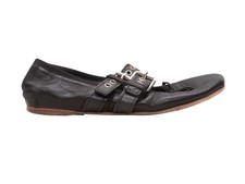 Black Miu Miu Double Buckle Leather Ballet Flats 36.5