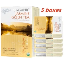 100% Organic Jasmine Green Tea- 5 Boxes-100 Tea Bags Each Box -Prince of Peace