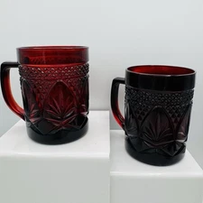 Cristal D'Arques Luminarc Ruby Red Glass France 8 oz. Coffee Tea Mug Set Of 2