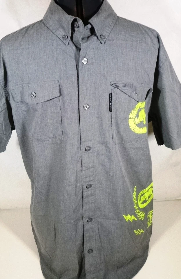 Ecko Unltd-Mens Short Sleeve-Casual Button Down Shirt-Large Slim Fit-Gray - Image 4 of 4
