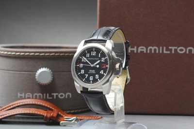 [Exc + 5 Box] Hamilton Khaki Datum Automatik Schwarz Silber 40mm Herrenuhr JAPAN