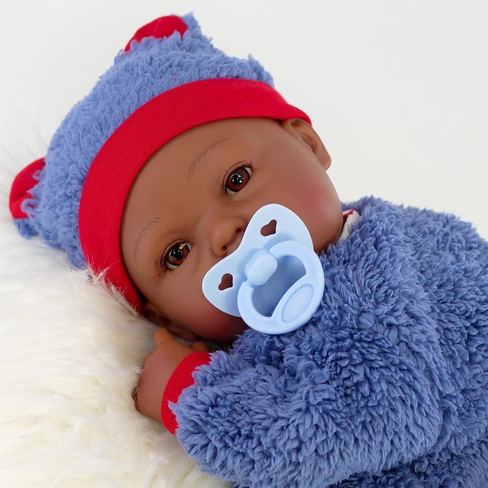 20" Black Baby Doll Ethnic Reborn Boy Blue Outfit Realistic Kids Toys BiBi Doll - Image 2 of 4