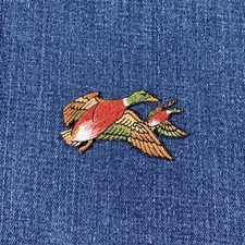 Two Ducks Applique Patch - Drake Mallard Water Fowl Embroidered Bird Badge 2.5"