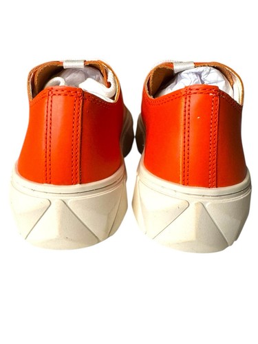 Schutz NEW Leather Lace Up Sneakers Energy Gianni Bright Orange Size 8.5 Women - Picture 5 of 9