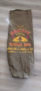 Vintage WOODS ARCTIC Junior Sleeping Robe Canvas Advertising Bag - Sack Canada