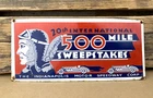 VINTAGE 500 MILE SWEEPSTAKES INDIANAPOLIS SPEEDWAY PORCELAIN MOTOR OIL SIGN