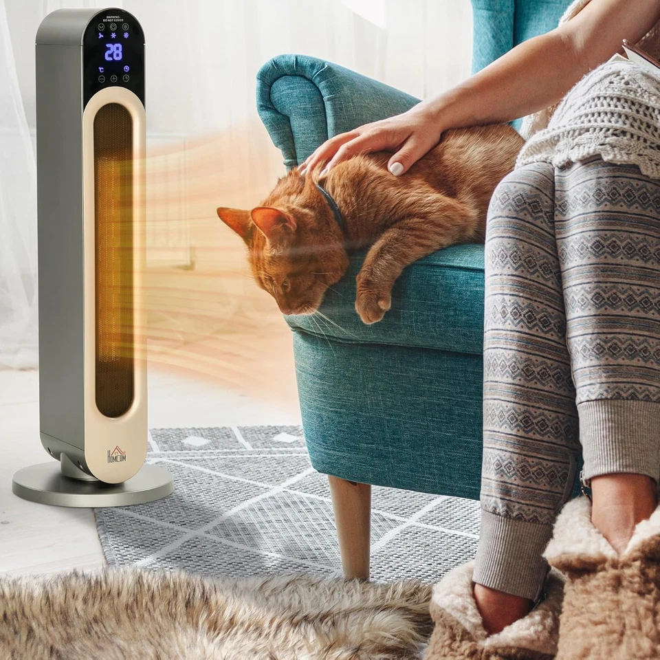 Stufa Elettrica Oscillante a 3 Modalità Di Riscaldamento, Termoventilatore Con T - Immagine 2 di 4