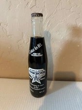 VINTAGE COCA COLA COMMEMORATIVE 10 OZ FULL DALLAS COWBOYS SILVER SEASON BOTTLE
