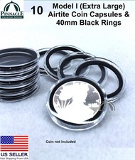10 Airtite Coin Capsules with BLACK Rings for 1oz American Silver Eagle 40.6mm