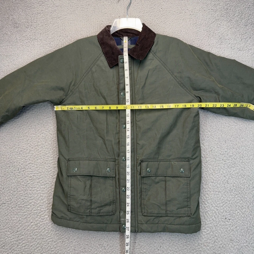 Gap Kids Waxed Jacket Boys 14 16 XXL Green Flannel Lined Corduroy Collar Outdoor - Image 2 of 4