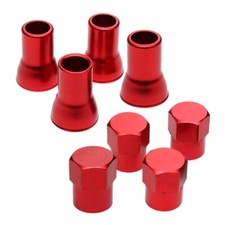 4x Red Valve Stem Sleeve Cap Covers Aluminum Metal 34 Cartruck Universal Tr413