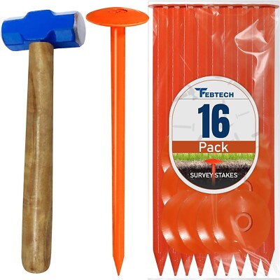 FEBTECH-Septic Tank Marker for Property line Markers-2.3''x7'' Pack of 16+1 Hammer