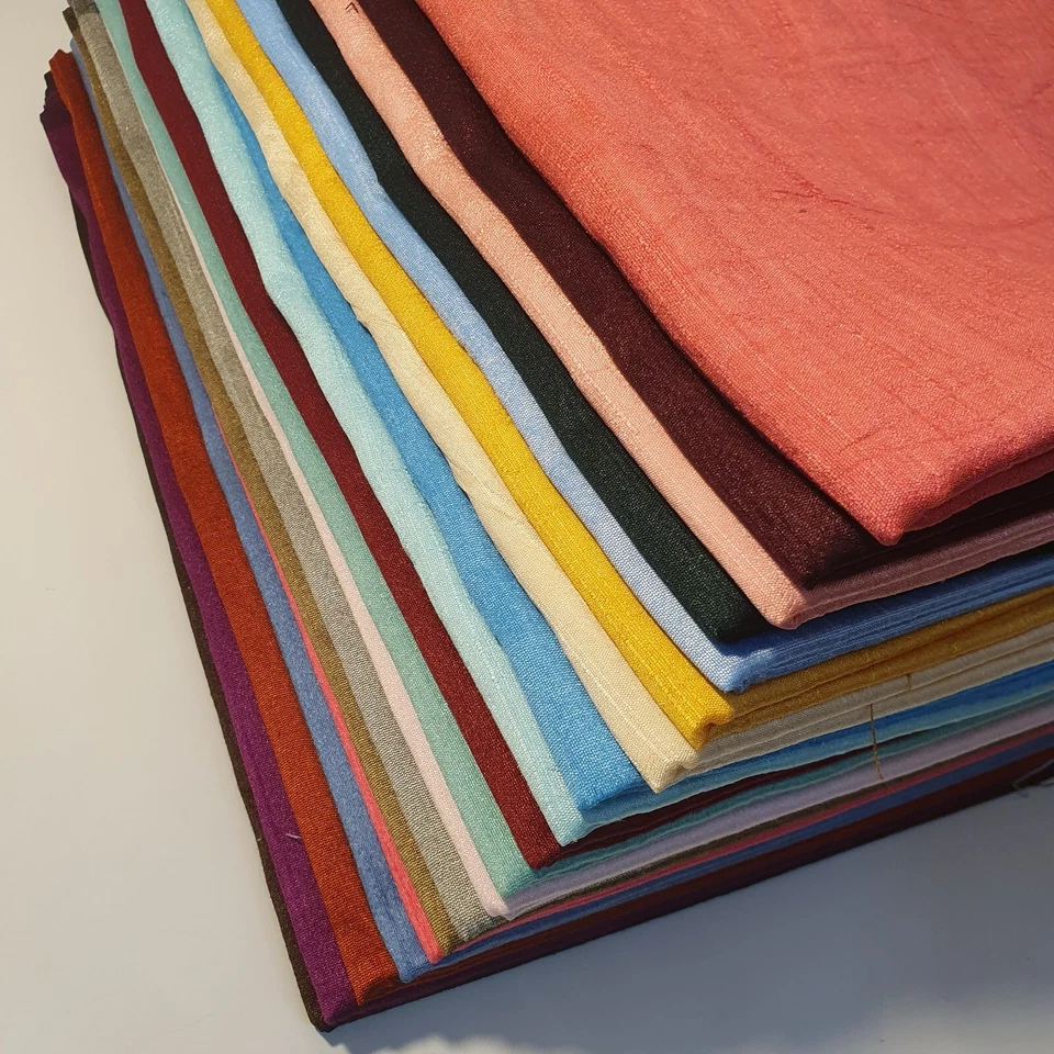 Raw Silk Faux Dupion Fabric Polyester Craft Bridal Dress Quilting Material 44" - Image 2 of 4