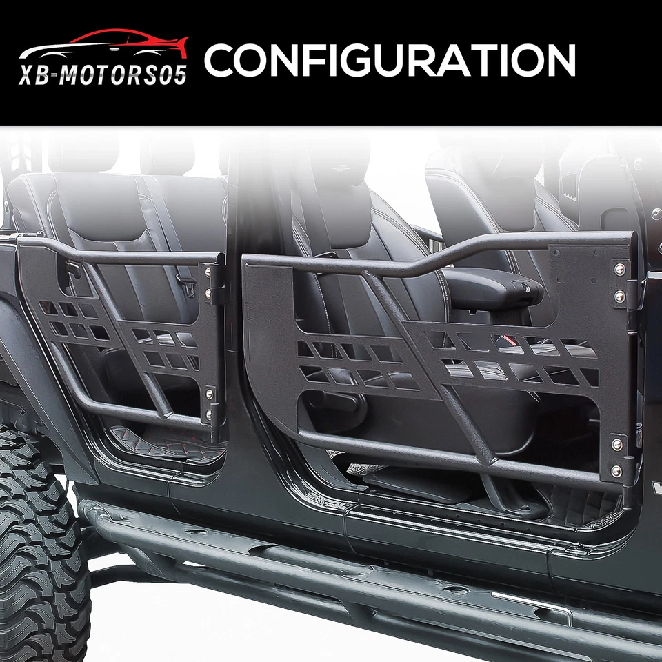 Tube Doors Half Door for Jeep Wrangler JK JKU 07-18 4-Doors Only Safari Tubular Foto 4 de 4