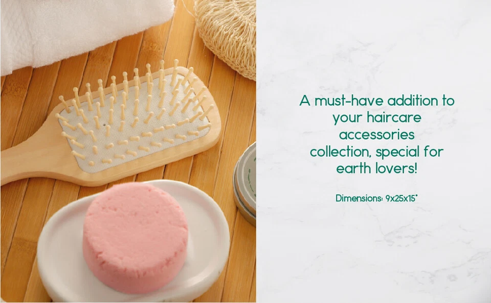 Cepillo de pelo de madera natural con paleta de bambú, para mujer, hombre y niño Foto 4 de 4