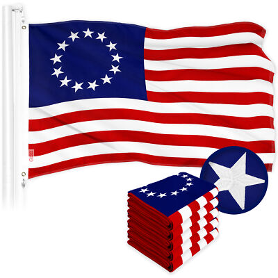 NEW G128 Betsy Ross Flag 5-Pack 2x3 FT Historical Embroidered 300D Polyester