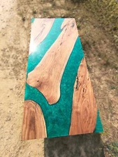 Green Epoxy Table Top, Resin River Table, Acacia Wooden Table, Home Decors