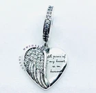 PIECE OF MY Heart IS IN HEAVEN Heart European Charm & Pouch - Silver S925 -Angel