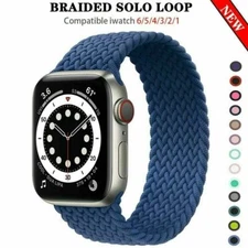 Braided Solo Loop Silicone iWatch Strap For Apple Watch Series 9 8 7 6 54 3 2 SE