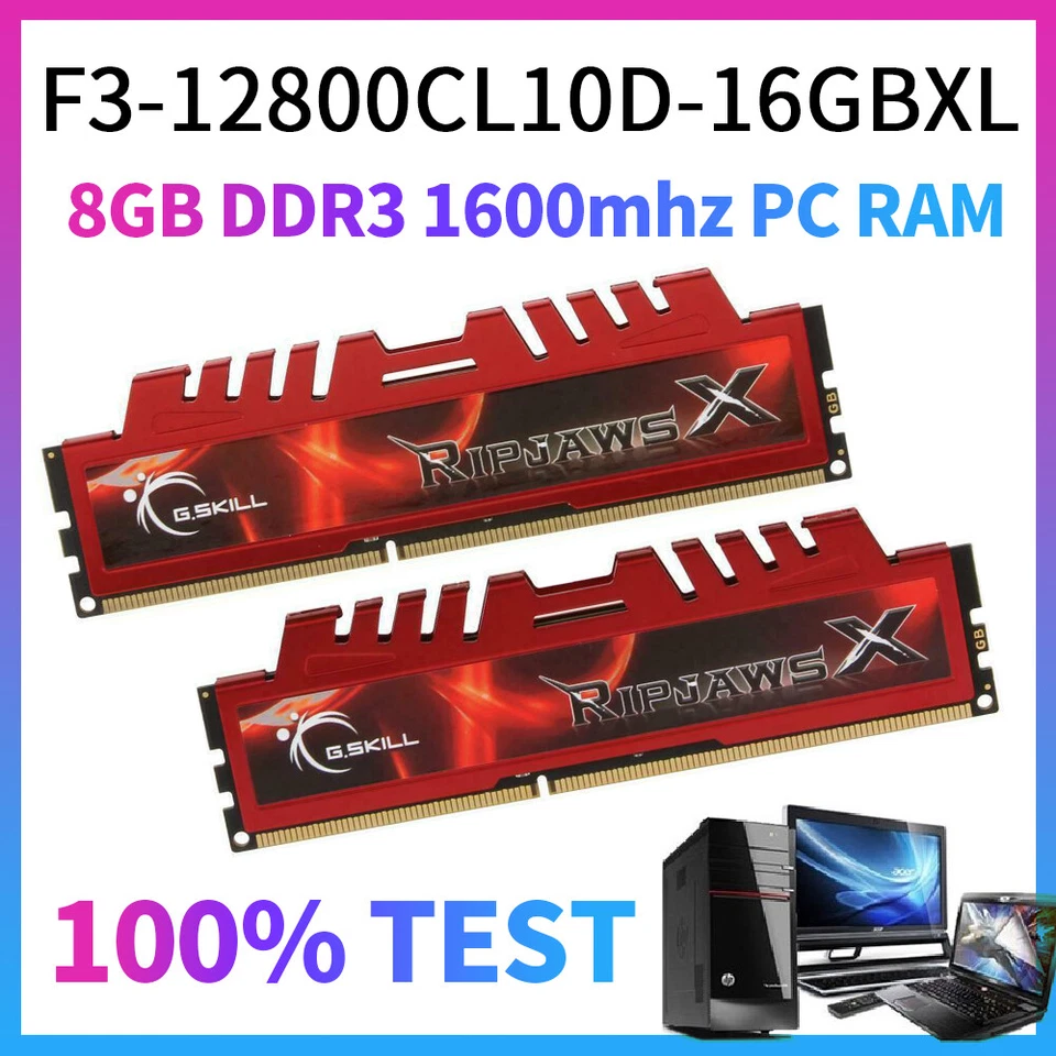 G.SKILL Ripjaws 16GB 2x 8GB 240Pin PC RAM DDR3 1600 PC3-12800 Desktop Memory RAM - Image 3 of 4