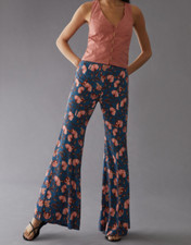Anthropologie Drapey Flare Pants Bell Bottom Floral Flares 8 NWT Bell Bottoms