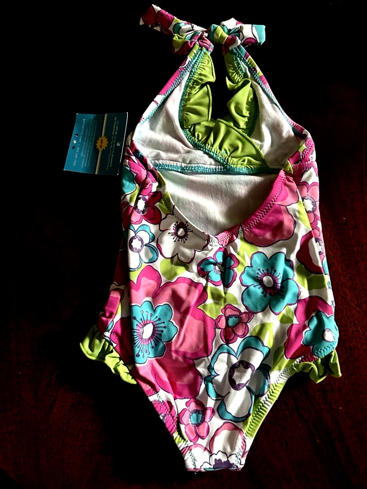 NUEVO CON ETIQUETAS 3T Granate Hill Traje de Baño de Una Pieza con Volantes Verdes Fluttery ÚLTIMA TALLA Foto 3 de 3