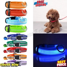 Safety Pet Dog LED Collar Night Flashing Light Up Adjustable Waterproof S-XL