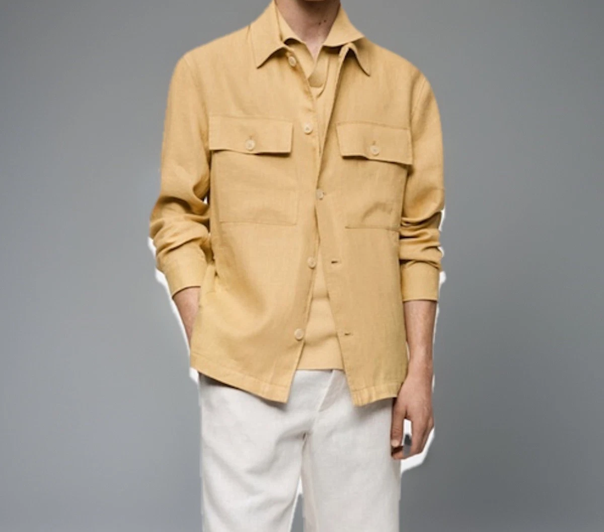 Mango Linen Casual Button-Down Shirts for Men for sale | eBay