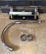 Chrome Kitchen Sink Faucet High Arc 360 Swivel Stainless Steel Pipe 3 Hole New