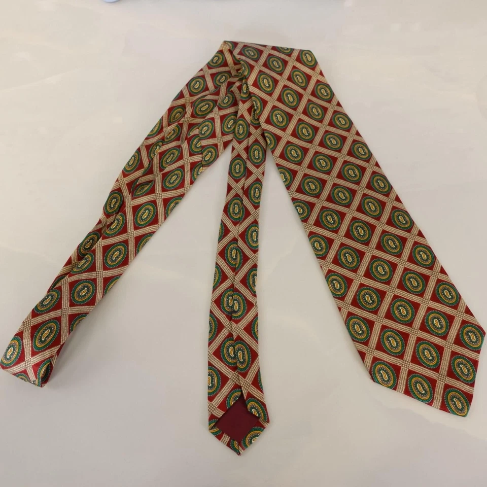 Corbata Medallón Paisley Para Hombres Rojo Verde Diamante Western Boho BOSTON TRADERS Foto 3 de 4