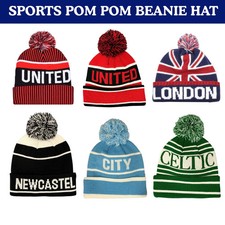 Image of New Women Ladies Winter Bobble Pom Pom Men Beanie Hat Ski Cable Knitted Hat UK