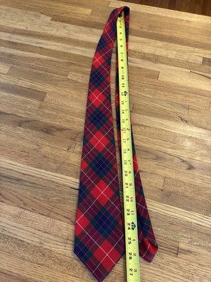 INGLES BUCHAN 100% Wool Men s Necktie Made In Scotland Red Plaid