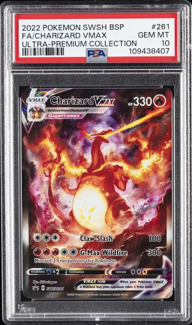 2022 POKEMON SWSH BLACK STAR PROMO #261 FULL ART/CHARIZARD VMAX PSA 10