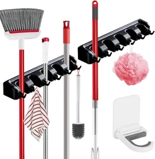 Broom Holder Wall Mount, 2 Packs Heavy Duty Cleaning Supplies Organizer, Garden 