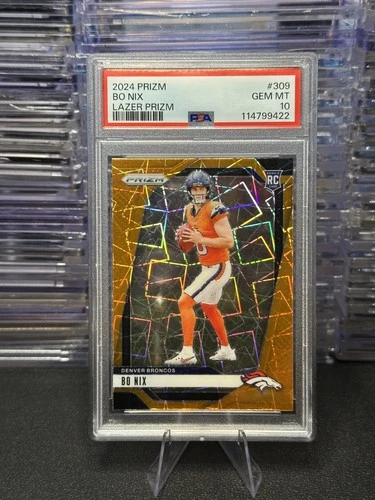 2024 Panini Prizm Bo Nix #309 Lazer Prizm PSA 10